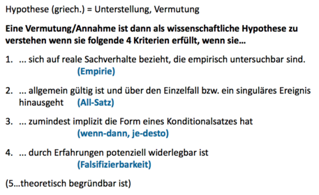 Was sind Hypothesen? 4 bzw. 5 Eigenschaften