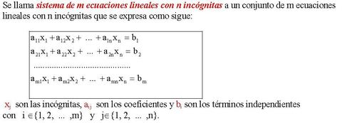 Sistemas de m ecuaciones lineales