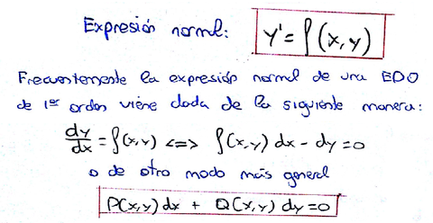 Expresión normal de una EDO de 1er Orden