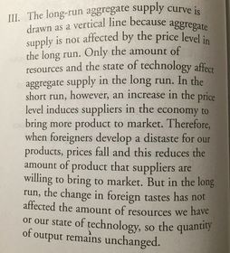 FRQ III. Explain why the long-run aggregate supply curve is drawn as a vertical line and the short-run aggregate supply curve is drawn up...
