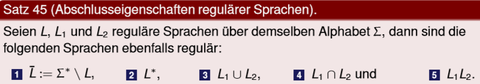Sei C die Familie aller regulären Sprachen über einem gegebenen Alphabet. Unter welchen Mengenoperationen (Komplement, Schnitt, etc.) ist...