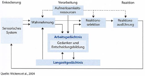 Verarbeitung von Medieninhalten Grundmodell des kognitiven Apparates (Wickens et al. 2004) (Grafik)