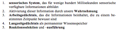Verarbeitung von Medieninhalten Grundmodell des kognitiven Apparates (Wickens et al. 2004): Elemente