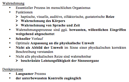 Verarbeitung von Medieninhalten Informationsaufnahme: Wahrnehmung (vs. Denkprozess)