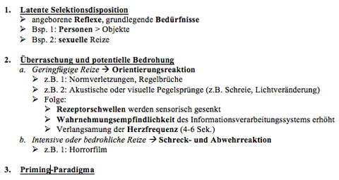 Verarbeitung von Medieninhalten Informationsaufnahme: Filtermechanismen bei der unwillkürliche Aufmerksamkeit