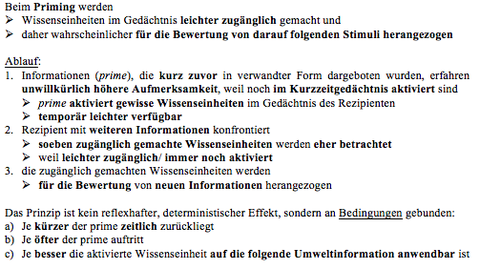 Verarbeitung von Medieninhalten Informationsaufnahme: Priming