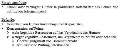 Verarbeitung von Medieninhalten Informationsaufnahme: Kapazitäten und Humor (Young 2008)