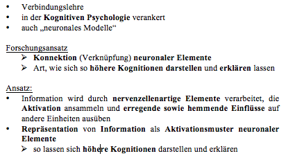 Verarbeitung von Medieninhalten Informationsverarbeitung: Konnektionistische Modelle