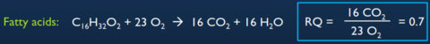State the fatty acid RQ formula.