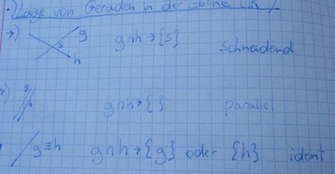 Lagebeziehungen von 2 Geraden in R^2