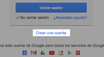 Paso 2: Una vez te abra la página principal del Gmail, haz clic en la opción Crear una cuenta, ubicada debajo del cuadro de inicio de ses...