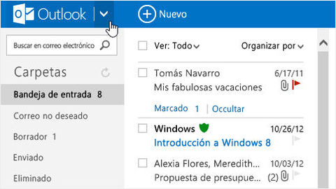 En la parte derecha de nuestro correo podremos ver que se encuentra la bandeja de entrada, el correo no deseado, los mensajes enviados y ...