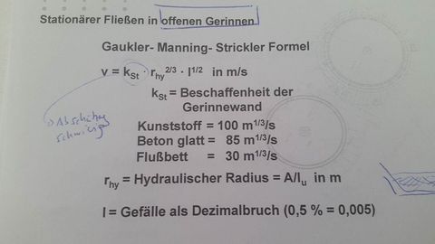 Gaukler-Manning-Strickler Formel Wofür wird dieser Formel verwendet?