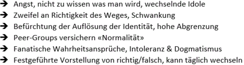 Jugendliche muss sich zw. Selbstdefinition &amp; Rollenerwartung der Gesellschaft positionieren --> Auf Identitätsdiffusion folgt Ausb...