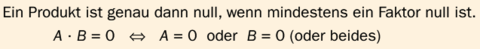 Was sagt der Produkt Null Satz aus?