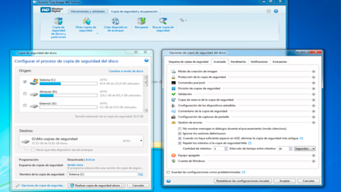 Ahora, haz clic sobre la opción Opciones de copia de seguridad, para configurar algunos parámetros de esta clonación. Después, haz clic s...