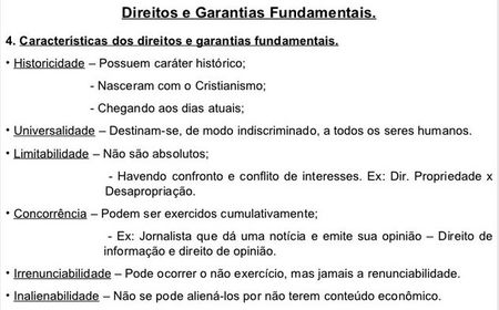 Características dos Direitos e Garantias Fundamentais