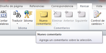 Estoy revisando un trabajo de la escuela y necesito inserta un comentario ¿Qué debo hacer?