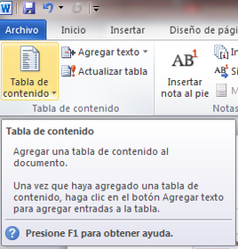 ¿Cómo puedo insertar una tabla del contenido en un documento?