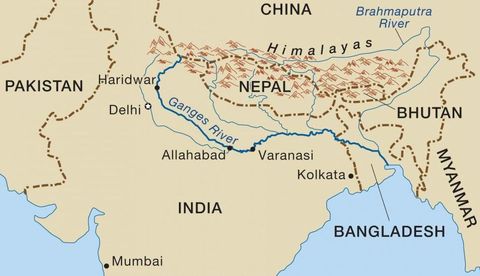 Continent: Àsia Naiximent: L'Himàlaia, concretament a la glacera Gangotri. Desembocadura: Ganges Delta Longitud: 2.510 km Cabal: 12.015 m...