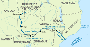 Continent : Àfrica Naiximent: mwinilunga Desembocadura: oceà indic Cabal: 3400 m3 Longitud: 2574 Afluents chifumage, cuena, kabompo Conca...