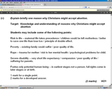 Explain briefly one reason why Christians might accept abortion.