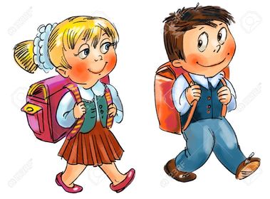 Los niños caminan a la escuela