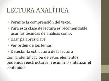 Lectura analítica