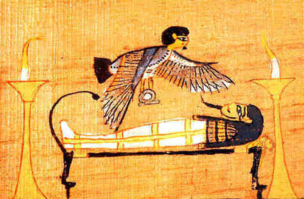 The Ba was the part of the soul embarked on a journey to follow the gods; the symbol of the Ba is often shown as a bird with a human head...
