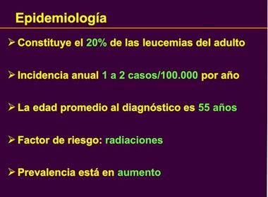 SÍNDROMES MIELOPROLIFERATIVOS CRÓNICOS LEUCEMIA MIELOIDE CRONICA TEORICA Epidemiología