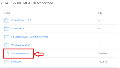 Una vez finalizada la instalación del CRYSTAL REPORTS debe de descargas y abrir el archivo EMPAQUETADO.msi el cual corresponde a la desca...