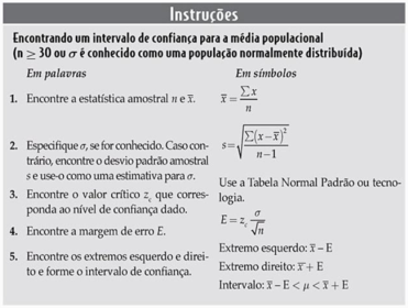 Encontrando um Intervalo de Confiança para a Média Populacional (como n maior ou igual 30 e desvio padrão populacional conhecido):