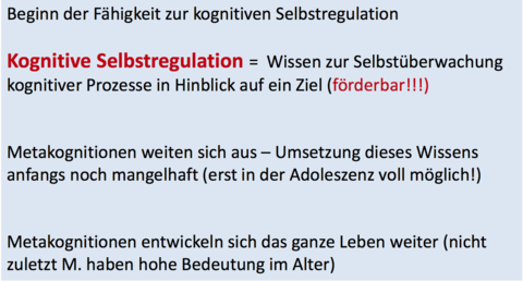 Mittlere Kindheit/Schulalter (7-11) Kognitive Selbstregulation