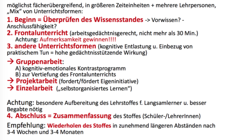 „Hirngerechter Unterricht“ (Roth, 2013)