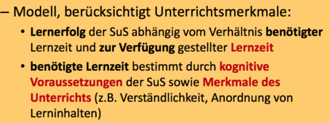 Entwicklung der Unterrichtsforschung Carroll (1963) interessierte sich für Schulversagen und Benachteiligung sozial schwacher SuS Modell ...
