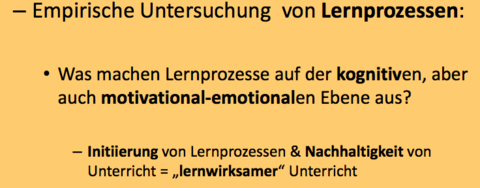 Gegenstand der aktuellen Unterrichtsforschung 1) Lehr‐/ Lernprozesse bzw. Lehr‐/ Lernforschung: Was machen Lernprozesse auf welchen Ebene...