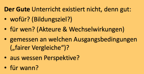 Woran kann man „guten/ effektiven“ Unterricht festmachen? Es gibt nicht nur einen Weg ....