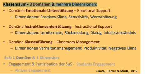 Classroom Assessment Scoring System Klassenraum ‐ 3 Domänen & mehrere Dimensionen:
