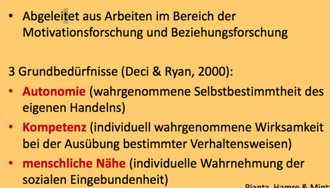 Emotionale Unterstützung generell 3 Grundbedürfnisse hat grade noch nichts mit CLASS zu tun
