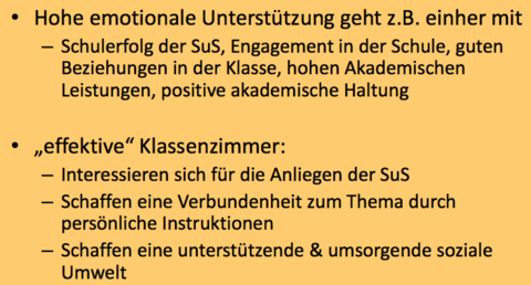 Classroom Assessment Scoring Emotionale Unterstützung Hohe emotionale Unterstützung geht einher mit - was kann sie alles ausrichten? „eff...
