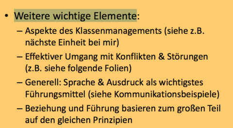 Beziehungsgestaltung: Führen Weitere wichtige Elemente