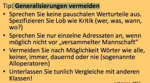 Proaktive Kommunikationsstrategien ‐ Präventionsstrategien : Generalisierungen vermeiden