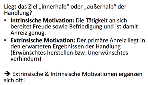 Extrinsische vs. intrinsische Motivation