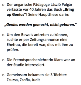 Erwarten „Genies werden gemacht, nicht geboren“