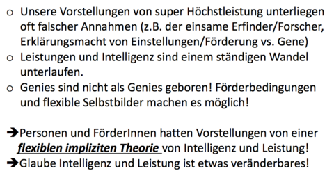 Vorgeschichte dazu? Implizite Theorien von Intelligenz und Leistung Was ist veränderbar?