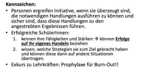 Selbstwirksamkeit Kennzeichen: