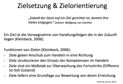 Zielsetzung & Zielorientierung Ziel =? Funktionen von Zielen