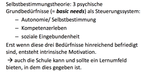 Für die Praxis: Förderung von Interesse im Unterricht Selbstbestimmungstheorie: 3 psychische Grundbedürfnisse (= basic needs) als Steu...