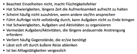 Aufmerksamkeitsstörung Symptome