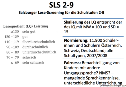 SLS 2-9 Salzburger Lese-Screening für die Schulstufen 2-9